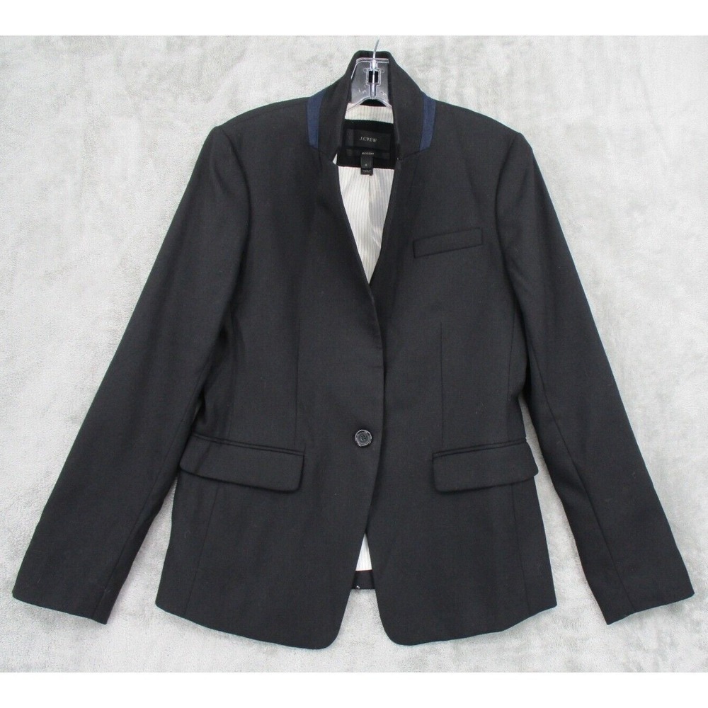 J Crew Blazer Womens 6 Regent Wool Flannel Button Lined Career Classic Jacket